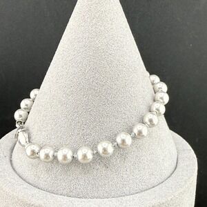 Vintage Monet Bracelet Silver Tone Faux Pearl 7"